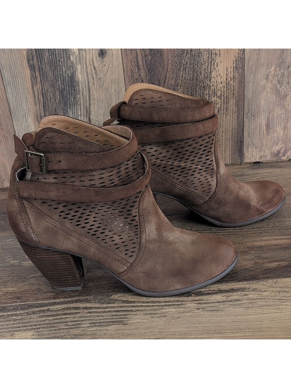 Not Rated Brown Strappy Ankle Boots 9.5 F130